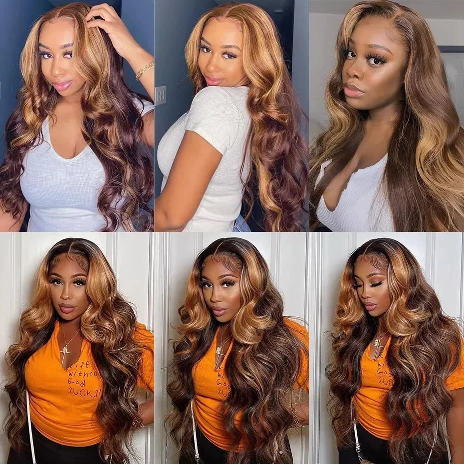 16A Highlight Ombre Bundles Human Hair Unprocessed Brazilian Colored Body Wave Raw Hair Bundles Weave Extensions Deals