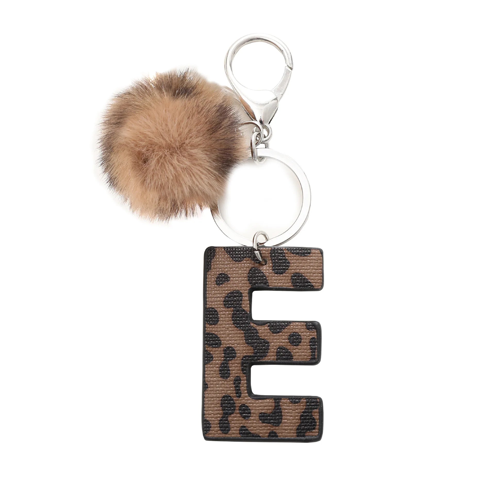 Fashion Leopard English Alphabet Artificial Leather Keychain Exquisite Letter Keyring Women Handbag Charms Accessories Gifts