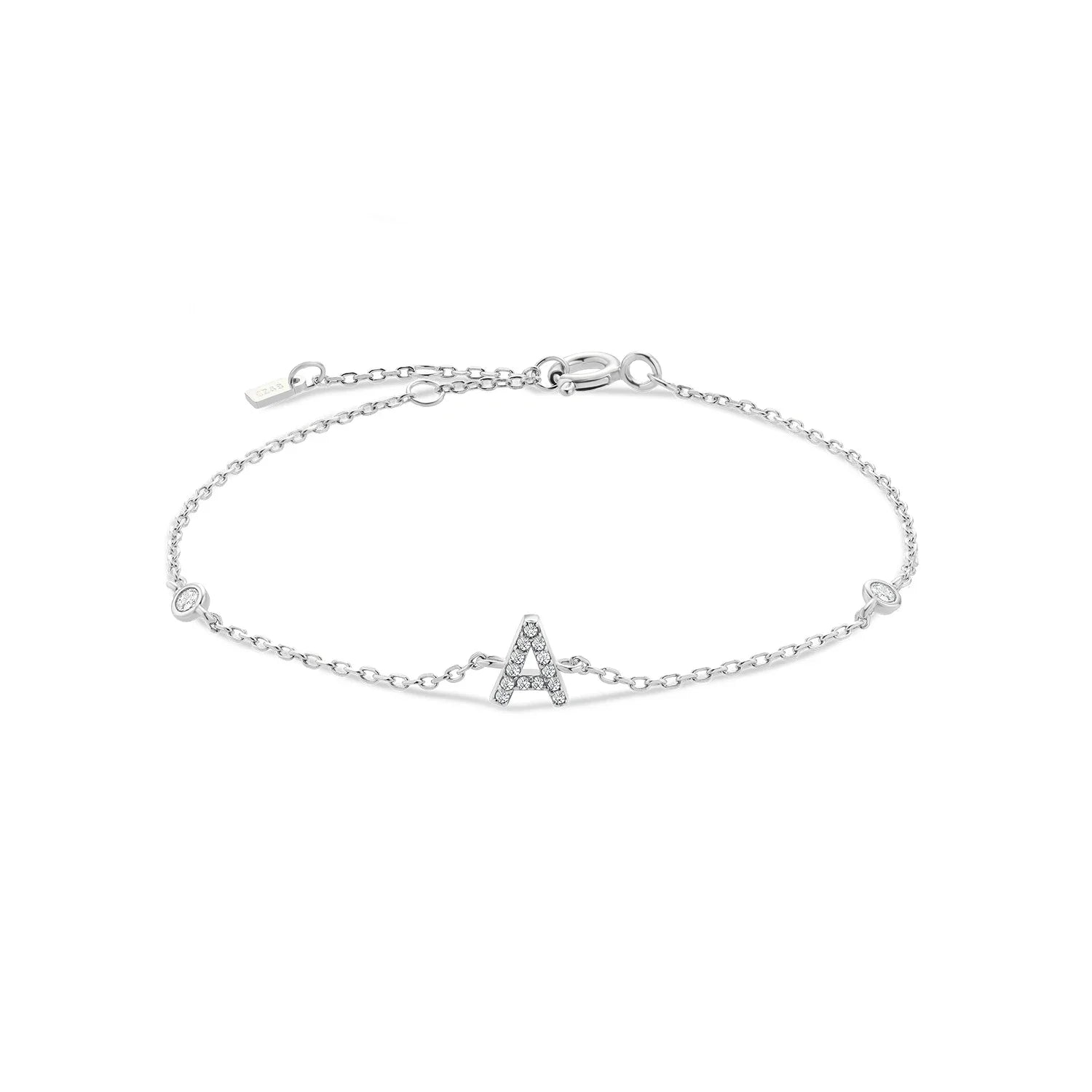 925 Sterling Silver Initial 26 Letters Alphabet Monogram Gold Name Bracelet Crystal CZ Zircon 2021 Fashionable Jewelry