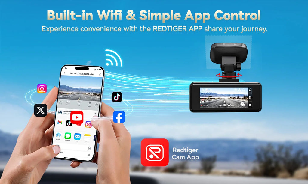 REDTIGER A8 4K+1080P ADAS Dash Cam 3.18" IPS Touch Screen Front And Rear Car Camera Built-in WiFi And GPS Car DVR Night Vision