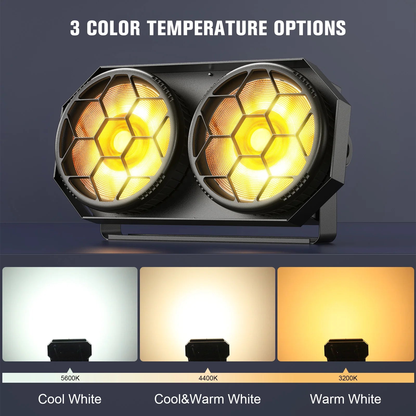 Fieryzeal 2PCS 200W COB LED Par Light 2x100W Cool&Warm White 2IN1 RGB Audience Light DMX Strobe Stage Light for DJ Disco Party