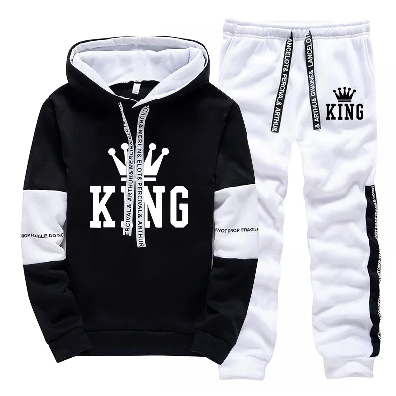 King Printing Mens Tracksuit Hot Sales Casual Hoodie Pants Streetwear Outdoors Mens Clothing Single Piece Sweatshirts Sweatpants