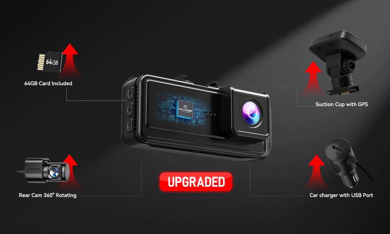 REDTIGER A8 4K+1080P ADAS Dash Cam 3.18" IPS Touch Screen Front And Rear Car Camera Built-in WiFi And GPS Car DVR Night Vision