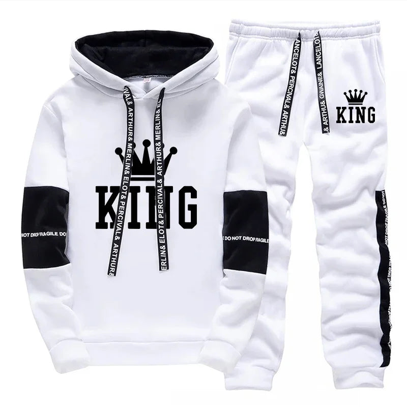 King Printing Mens Tracksuit Hot Sales Casual Hoodie Pants Streetwear Outdoors Mens Clothing Single Piece Sweatshirts Sweatpants
