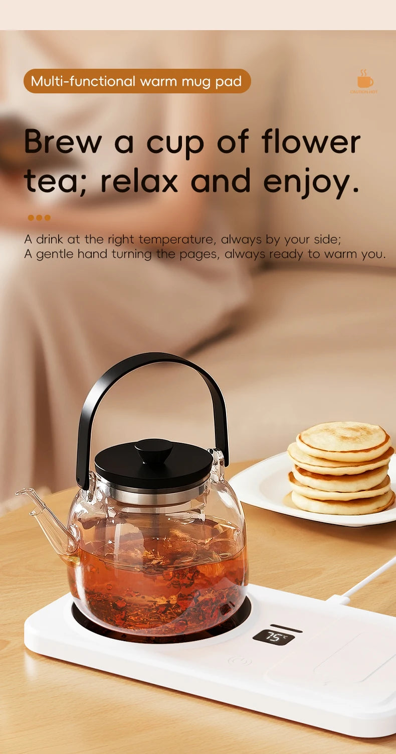 2 in 1 Coffee Mug Warmer Wireless Charger Multi-functional Cup Heating Pad 3 Gear Temperature Warmer Coaster For Milk Tea Water
