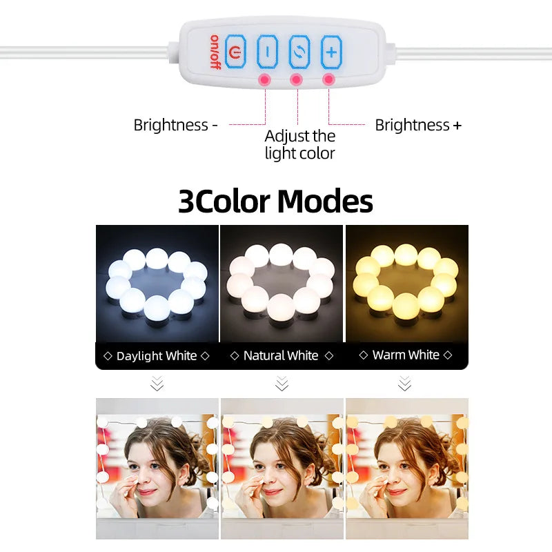 LED Bulb Makeup Lamp USB Power Supply 5V Bathroom,Room Decoration Mirror-mounted Lamp Makeup Mirror Lighting Fixture