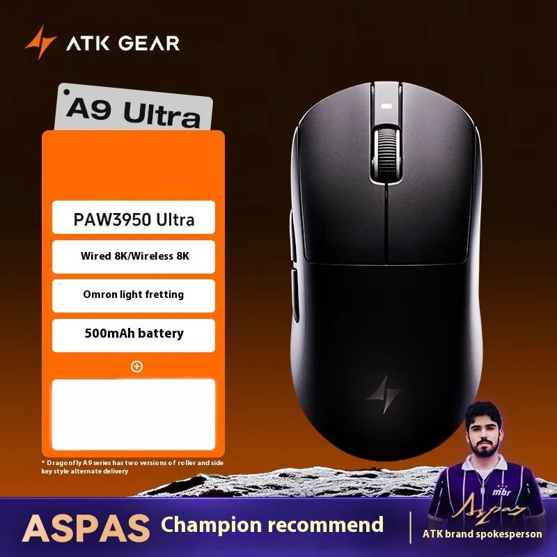 Atk A9 Plus Wireless Gaming Mouse A9/A9 Se/A9 Plus/A9 Pro Tri Mode 8k 53g Lightweight E-Sports Gaming Mouse Pc  Accessory Instoc
