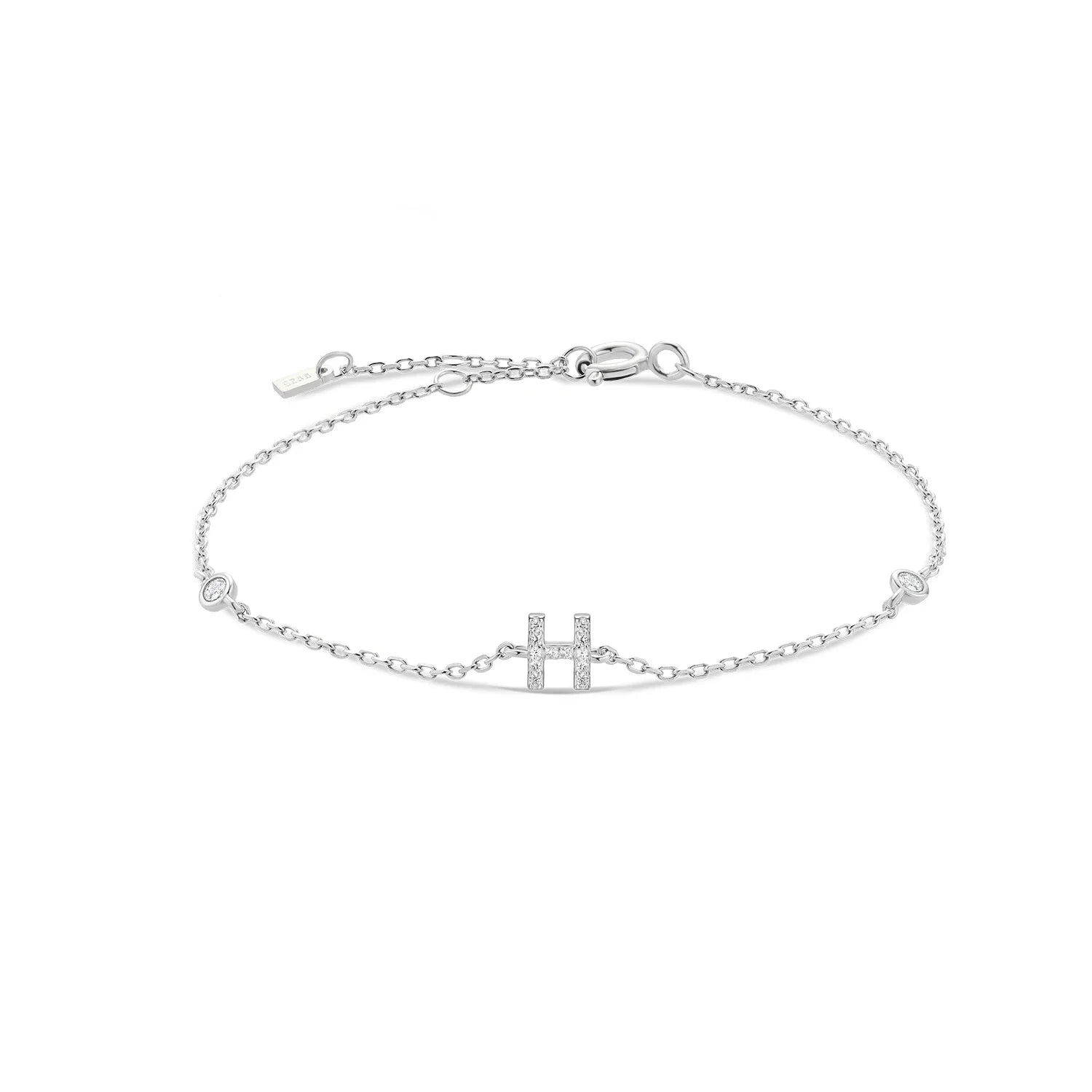 925 Sterling Silver Initial 26 Letters Alphabet Monogram Gold Name Bracelet Crystal CZ Zircon 2021 Fashionable Jewelry