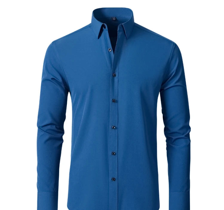6xl summer black White Oversize men's long-sleeved Dress shirt  High quality elastic force non-iron  business casual