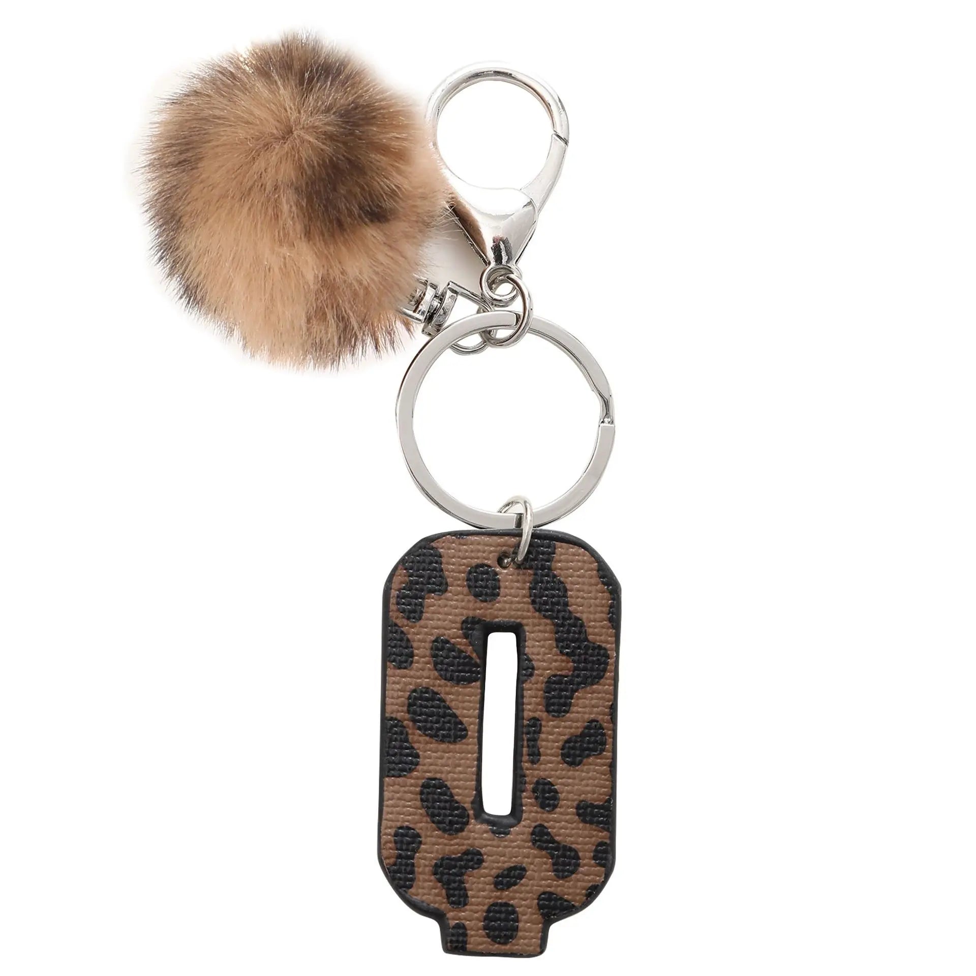 Fashion Leopard English Alphabet Artificial Leather Keychain Exquisite Letter Keyring Women Handbag Charms Accessories Gifts