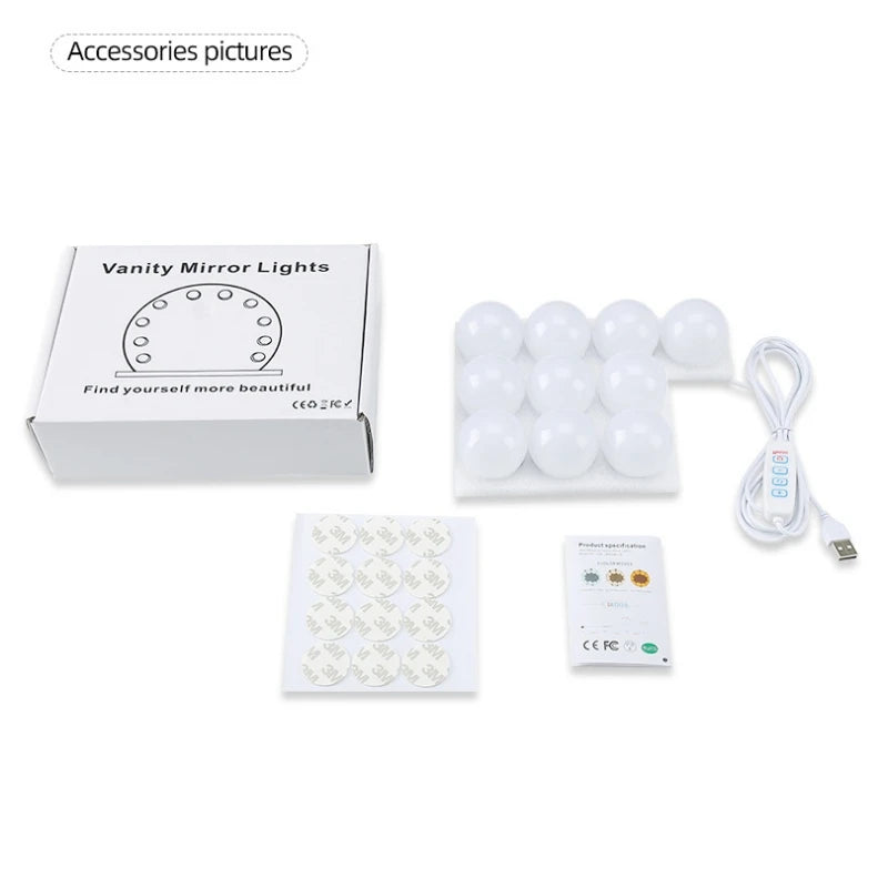 LED Bulb Makeup Lamp USB Power Supply 5V Bathroom,Room Decoration Mirror-mounted Lamp Makeup Mirror Lighting Fixture