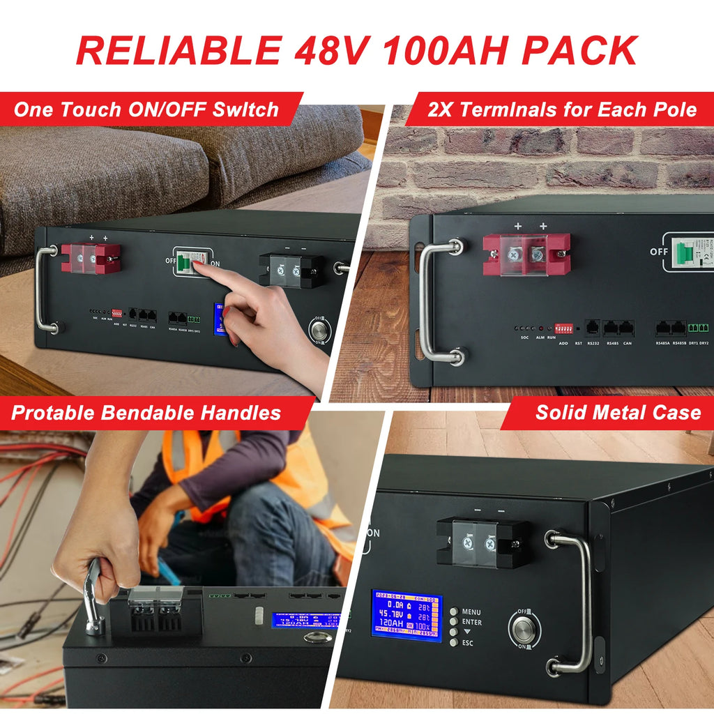 48V 100Ah 50Ah 120Ah 200Ah 300Ah LiFePO4 Battery 16S Built-in BMS 51.2V Lithium Iron Phosphate Batteries for RV Solar No VAT&TAX