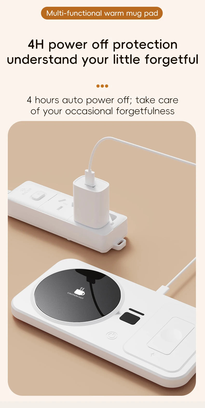 2 in 1 Coffee Mug Warmer Wireless Charger Multi-functional Cup Heating Pad 3 Gear Temperature Warmer Coaster For Milk Tea Water