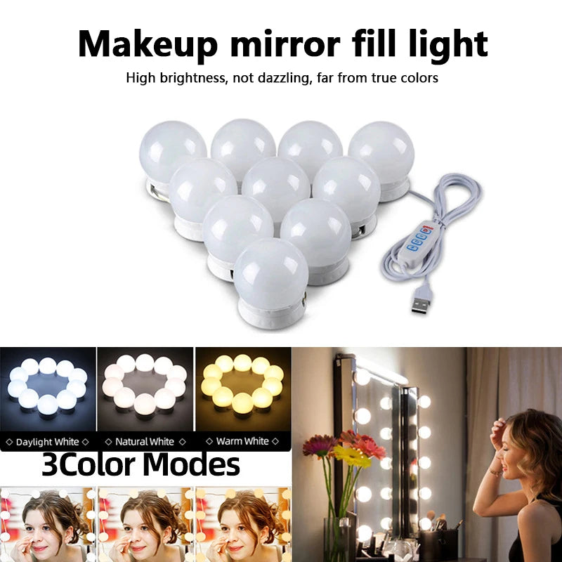 LED Bulb Makeup Lamp USB Power Supply 5V Bathroom,Room Decoration Mirror-mounted Lamp Makeup Mirror Lighting Fixture