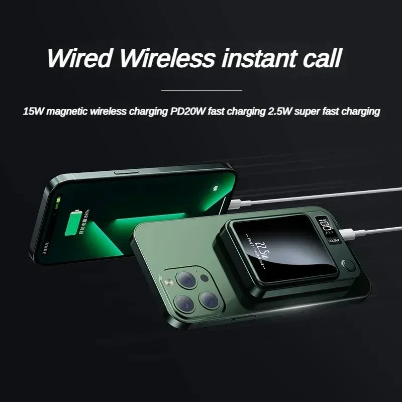 10000mah Portable Macsafe Magnetic Power Bank Fast Wireless Charger For iphone 12 13 14 Pro Max External Auxiliary Battery Pack