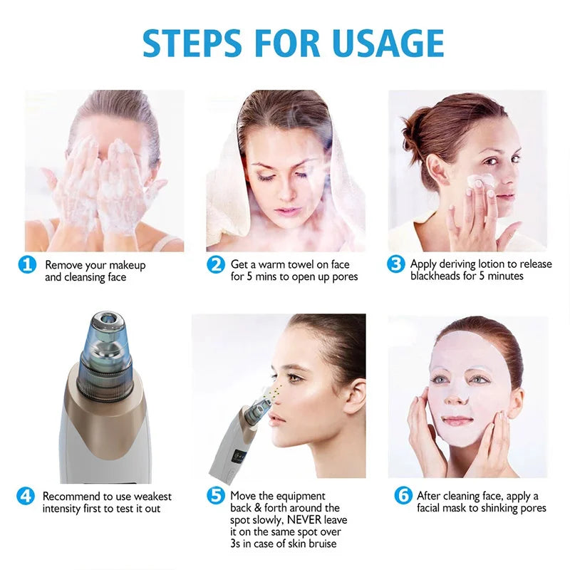 Electric Blackhead Remover Vacuum Acne Cleaner Black Dots Removal Facial Deep Cleansing Pore Cleaner Machine Skin Care Tools