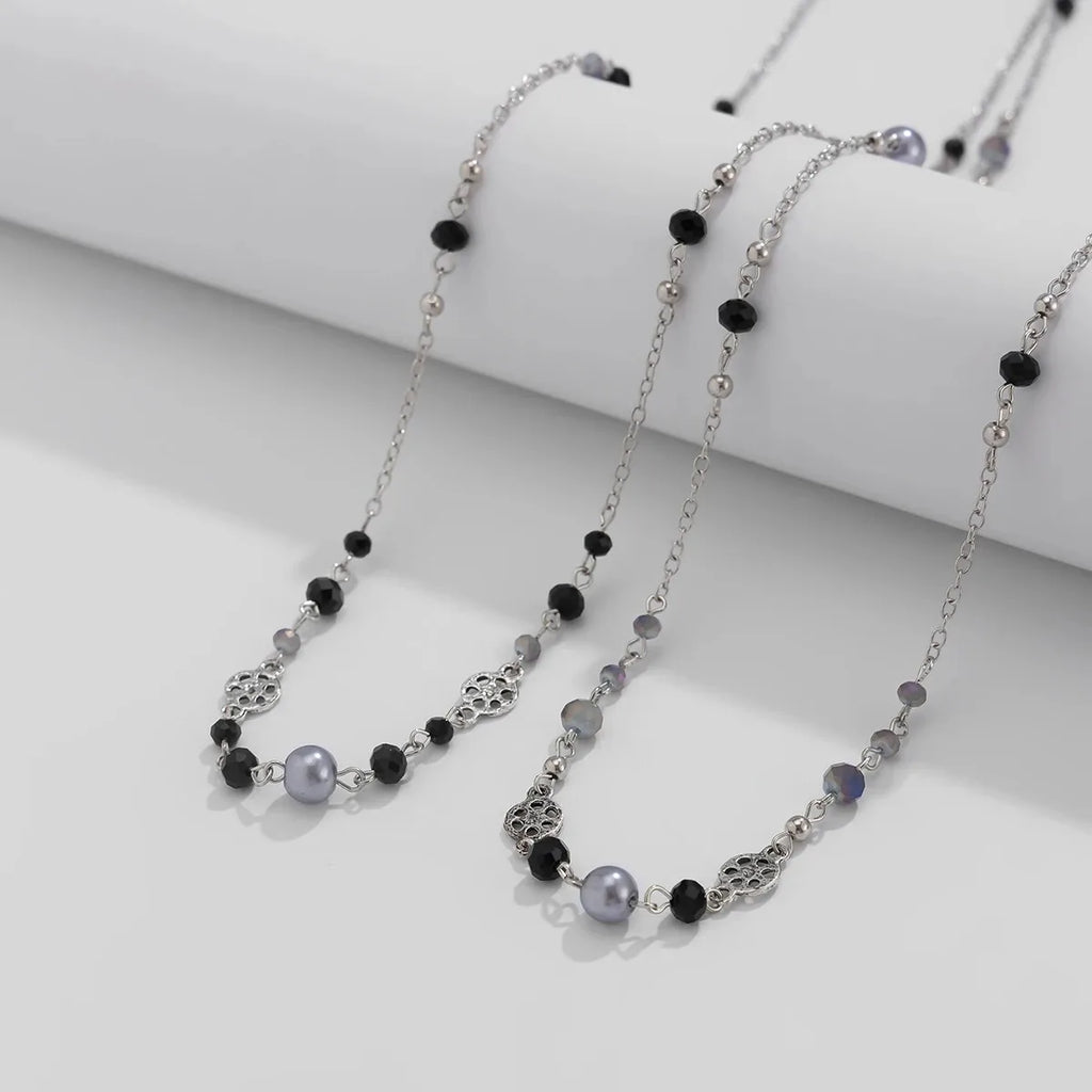 Retro Alien Irregular Baroque Pearl Pendant Necklace for Women Vintage Green Black Crystal Bead Long Necklace Neck Chain Jewelry