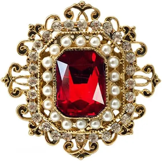 Vintage Rhinestone Brooch for Women Girls Baroque Rectangle Crystal Shell Pearl Brooches Elegant Wedding Christmas Ornament Gift