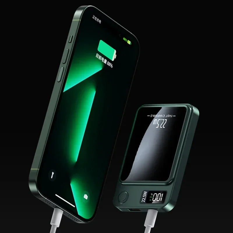 10000mah Portable Macsafe Magnetic Power Bank Fast Wireless Charger For iphone 12 13 14 Pro Max External Auxiliary Battery Pack