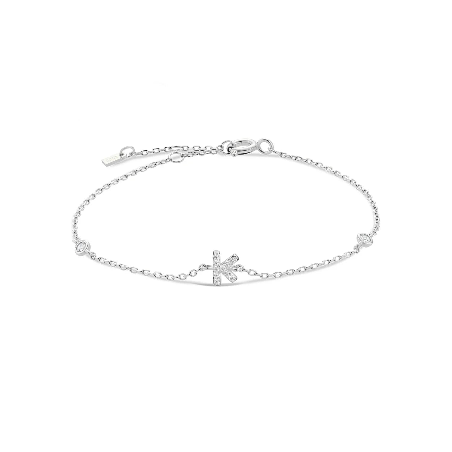 925 Sterling Silver Initial 26 Letters Alphabet Monogram Gold Name Bracelet Crystal CZ Zircon 2021 Fashionable Jewelry