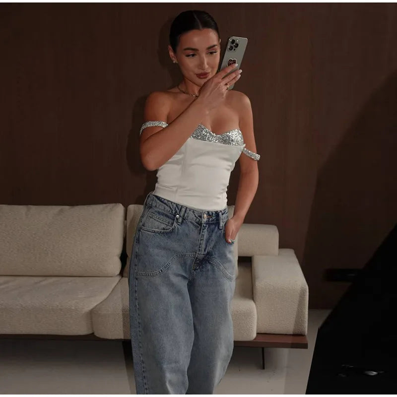 Women Solid Deep-V Satin Camisole Corset Top Elegant Double-Strap Fitted Cropped Back-Tie 2025 Chic Versatile Date Lady Tops