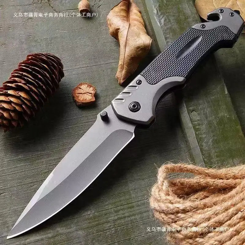 Stainless Steel Folding Utility Knife, Portable EDC Pocket Cutting Tool with Non-slip Handle for Camping, Hiking & Daily Tasks