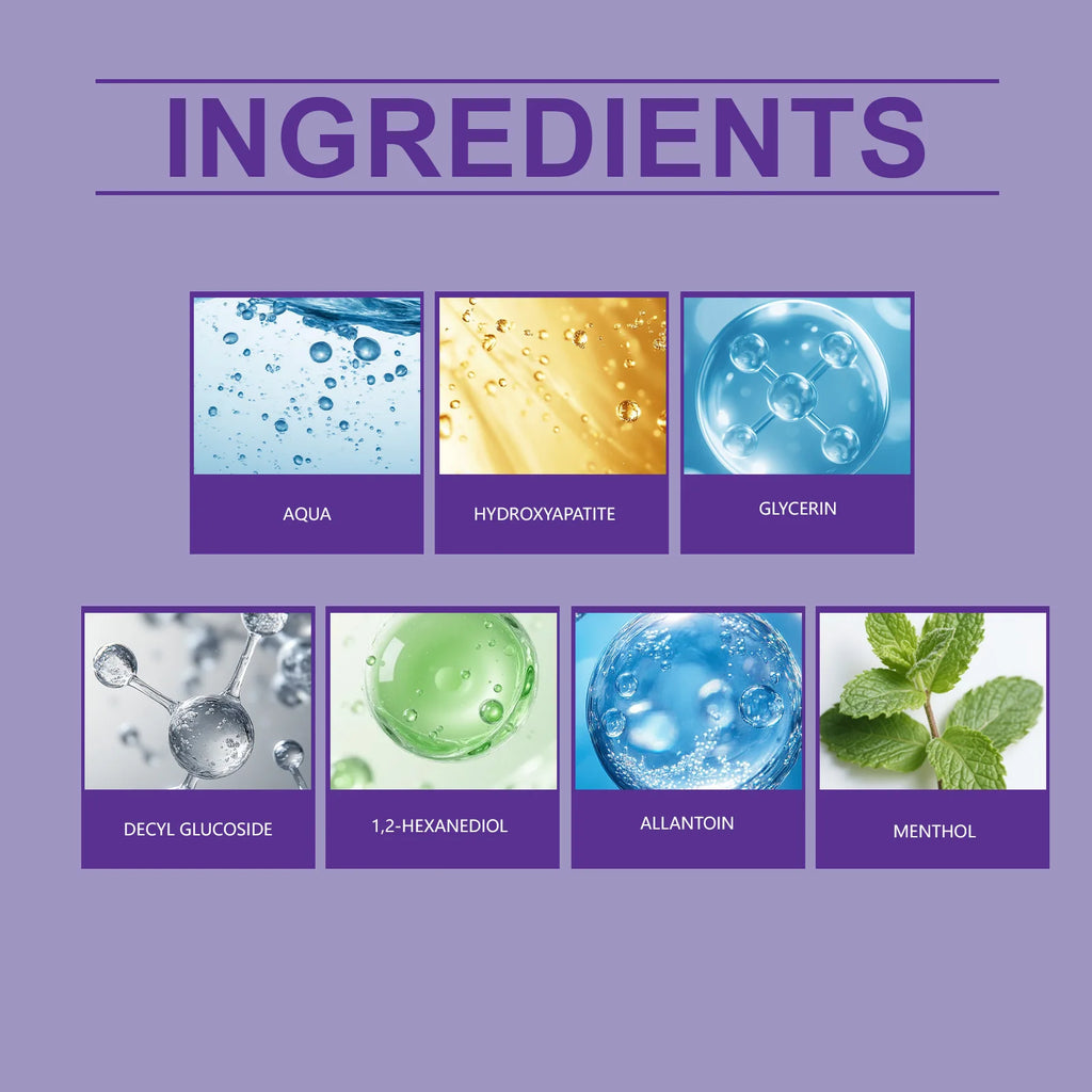 9D Purple Tooth Mousse WHITENING FOAM TOOTHPASTE 10% Hydroxyapatite Fresh Breath Travel Teeth Whitening Stain Removal Oral Care