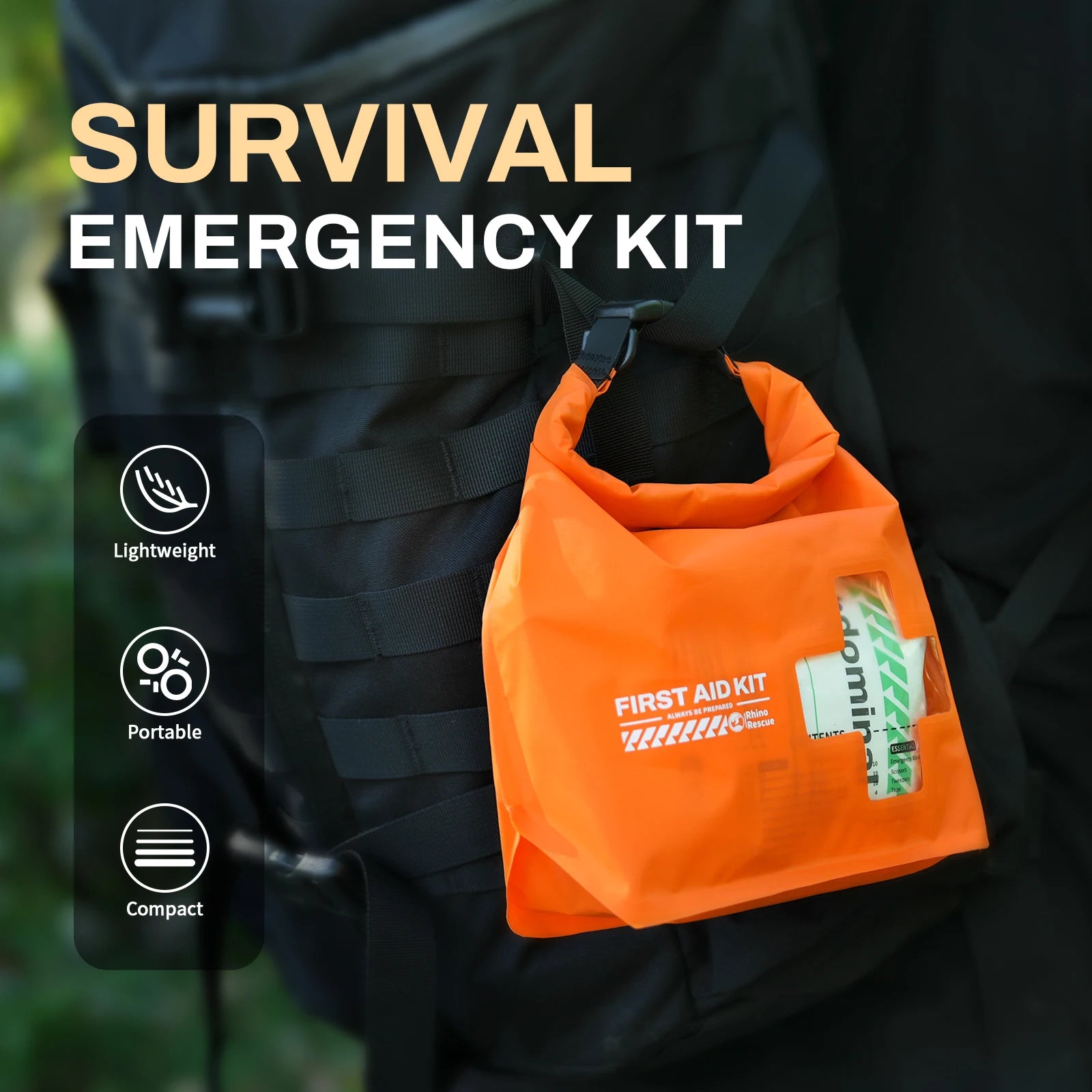 RHINO RESCUE Waterproof First Aid Kit, Lightweight Boat Dry Bag, Emergency Survival Supplies for Outdoor Kayak Floating Swimming
