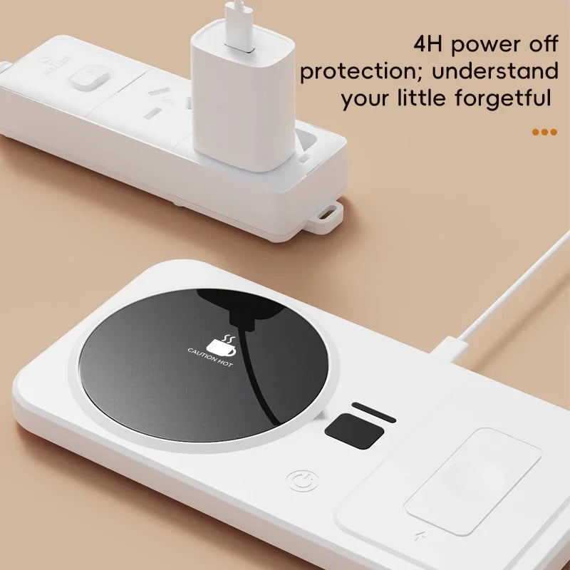2 in 1 Coffee Mug Warmer Wireless Charger Multi-functional Cup Heating Pad 3 Gear Temperature Warmer Coaster For Milk Tea Water