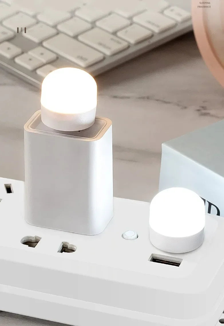 1-20Pcs Mini USB Night Light Warm White Eye Protection Book Reading Light USB Plug Computer Mobile Power Charging LED Night Lamp