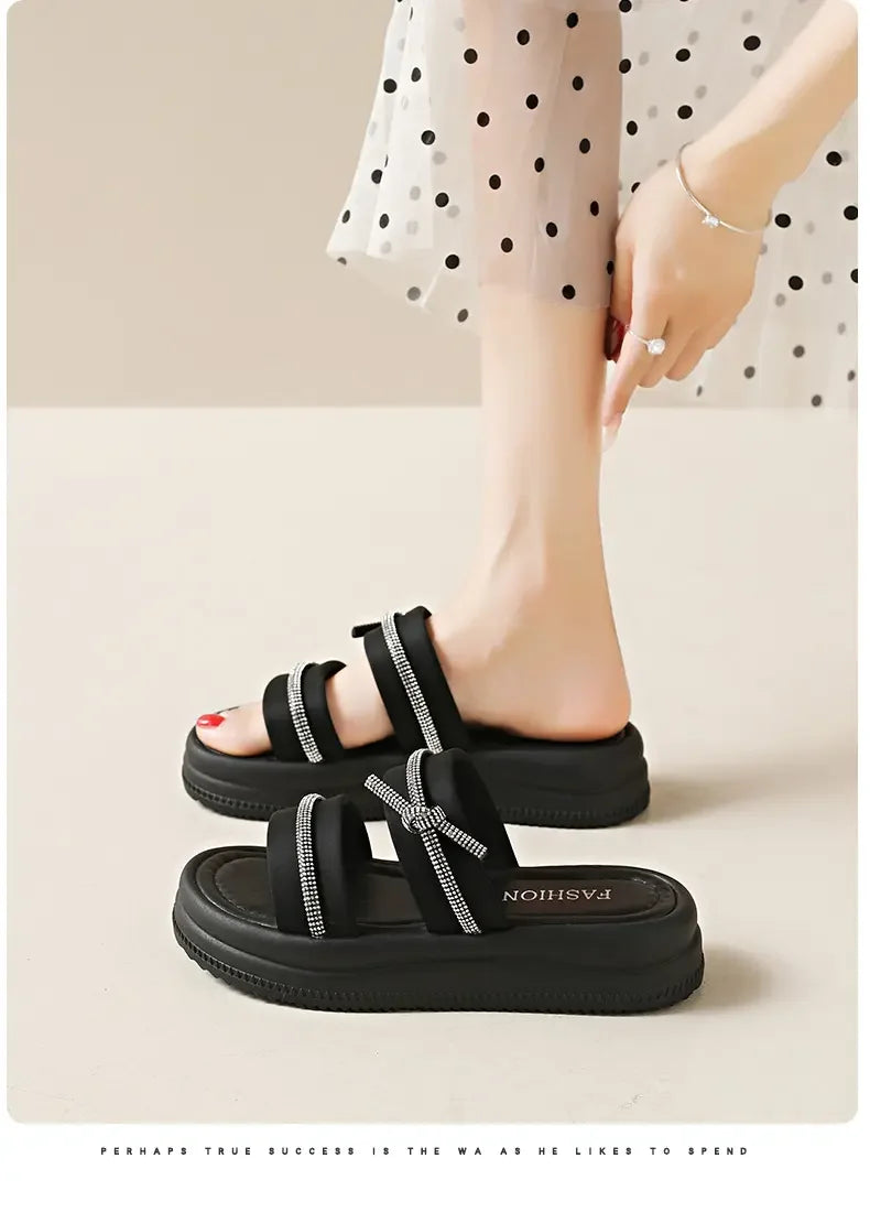 Ladies Summer Casual Flat Sandals Anti Slip Stable Sole Elegant Simple Design Daily Walking Student Footwear