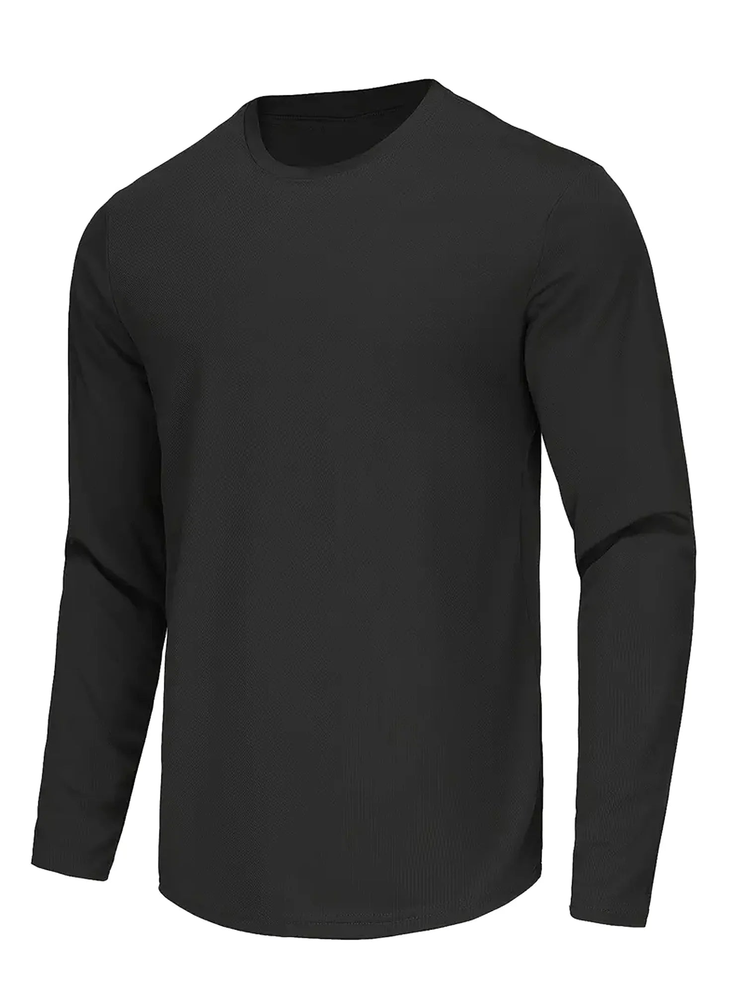 Sports Long-Sleeved Black 5-Piece Men's Round Neck Shirt Quick-Drying Top Fitness Sportswear Casual Outdoor Sportswear Body-Shap