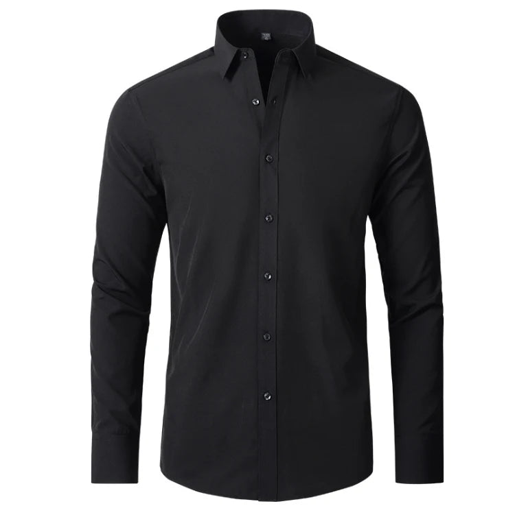6xl summer black White Oversize men's long-sleeved Dress shirt  High quality elastic force non-iron  business casual