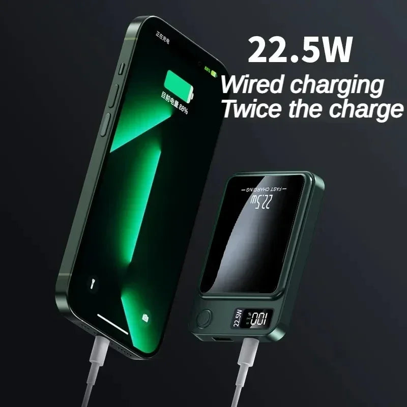 10000mah Portable Macsafe Magnetic Power Bank Fast Wireless Charger For iphone 12 13 14 Pro Max External Auxiliary Battery Pack