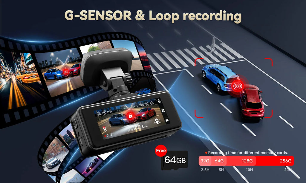 REDTIGER A8 4K+1080P ADAS Dash Cam 3.18" IPS Touch Screen Front And Rear Car Camera Built-in WiFi And GPS Car DVR Night Vision