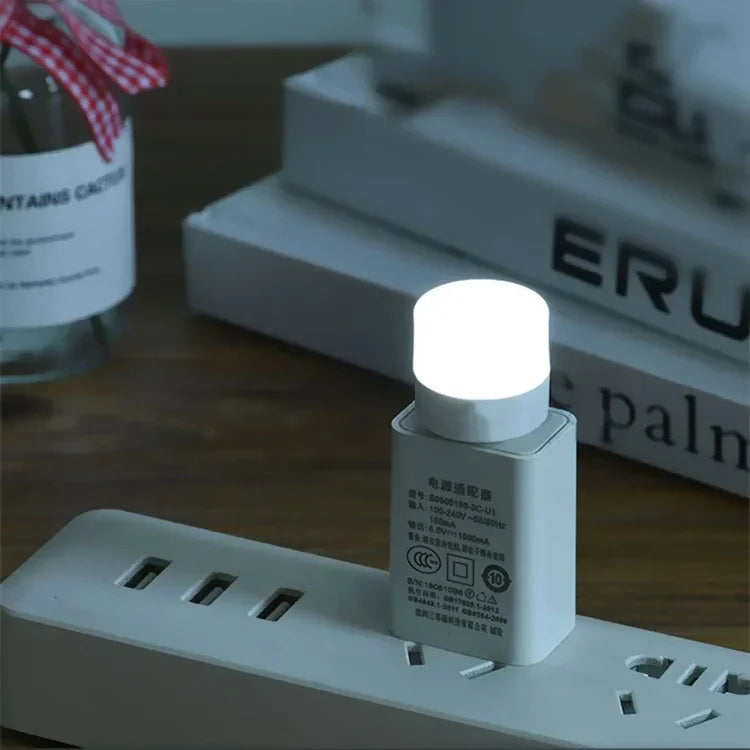 1-20Pcs Mini USB Night Light Warm White Eye Protection Book Reading Light USB Plug Computer Mobile Power Charging LED Night Lamp