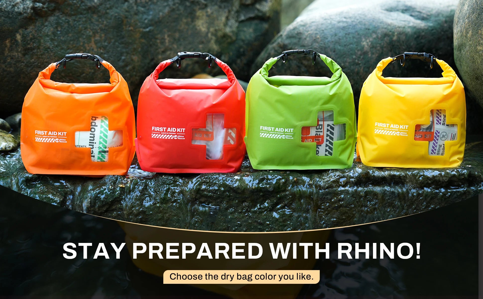 RHINO RESCUE Waterproof First Aid Kit, Lightweight Boat Dry Bag, Emergency Survival Supplies for Outdoor Kayak Floating Swimming