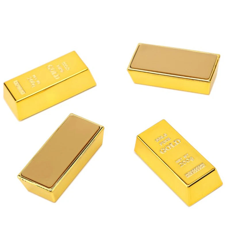 Fake Gold Bar Plastic Golden Paperweight Home Decor Bullion Bar Simulation Golden Brick