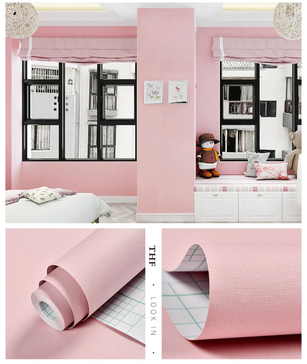 Solid Color Self-Adhesive Macaron Wallpapers Furnitures Cabinet Renovation Sticker Bedroom Vinyl Film DIY Living Room Home Decor