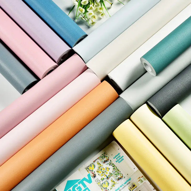 Solid Color Self-Adhesive Macaron Wallpapers Furnitures Cabinet Renovation Sticker Bedroom Vinyl Film DIY Living Room Home Decor