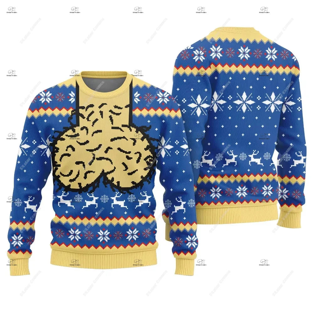Christmas Santa Claus Pet Cat Knitted Ugly Sweater Graffiti Retro Vintage 3DPrint Pullover Harajuku Casual Funny Long Sleeves 43