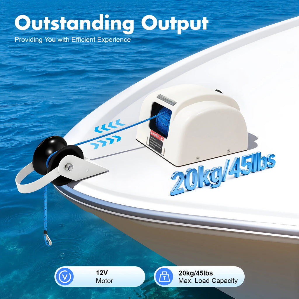Electric Boat Anchor Winch Saltwater Pontoon Anchor Winch For Small Boats With Wireless Remote Control Kit 45 Lbs