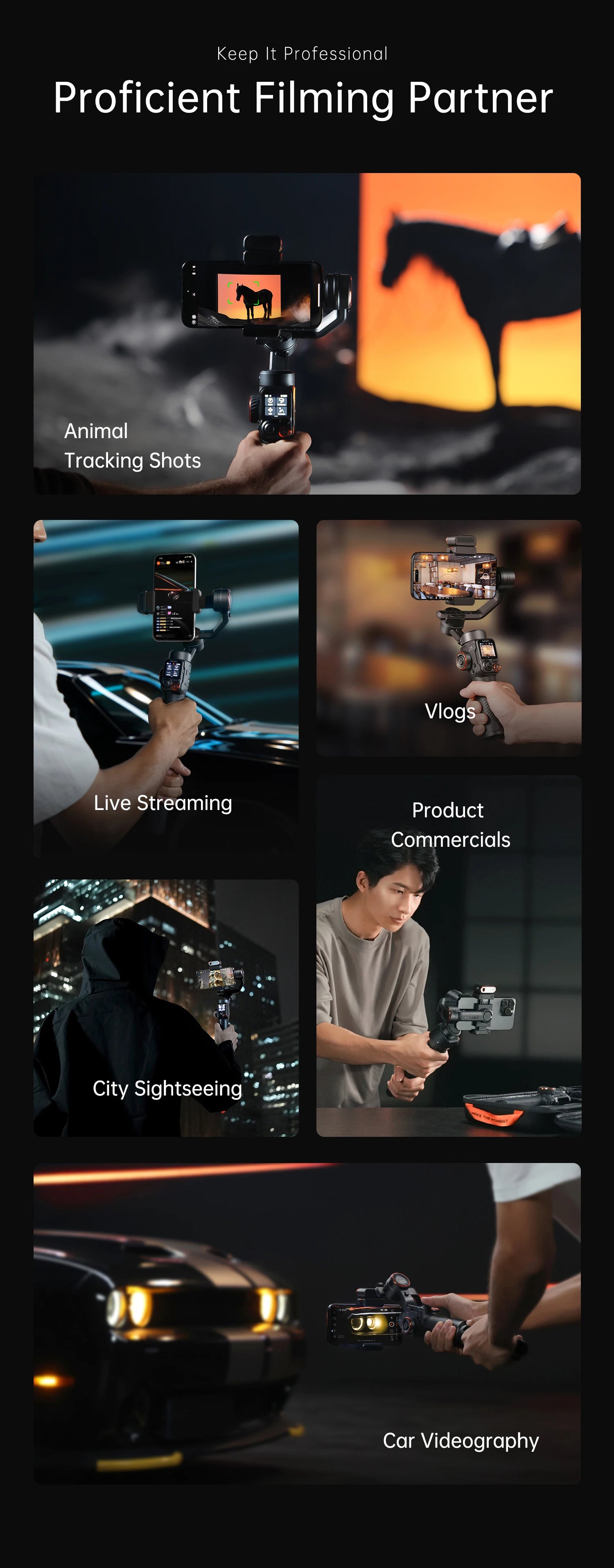 Hohem official-website isteady М7 Stabilizer Ai Face Tracking 3-Axis Phone Gimbal Built-in Selfie Stick iPhone16/Samsung Gimbal