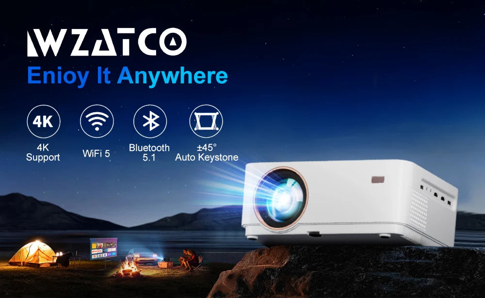 WZATCO New D5 1080P 5G WiFi Android Smart Digital Focus Full HD Projector LED Video Home Theater Cinema Proyector LCD Beamer