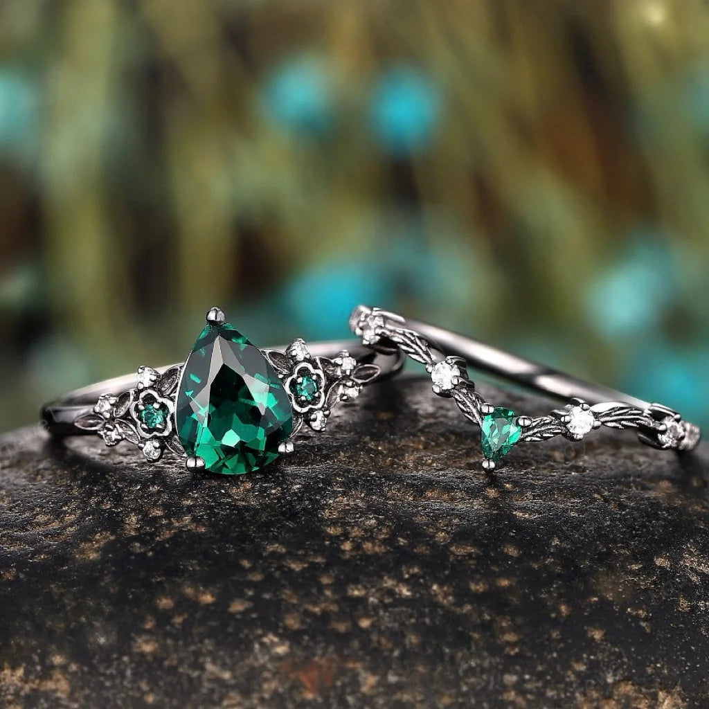 Luxury Gun Black Cubic Zircon Ring Creative Vine Ring Classic Wedding New Dazzling Ladies Accessories Jewelry