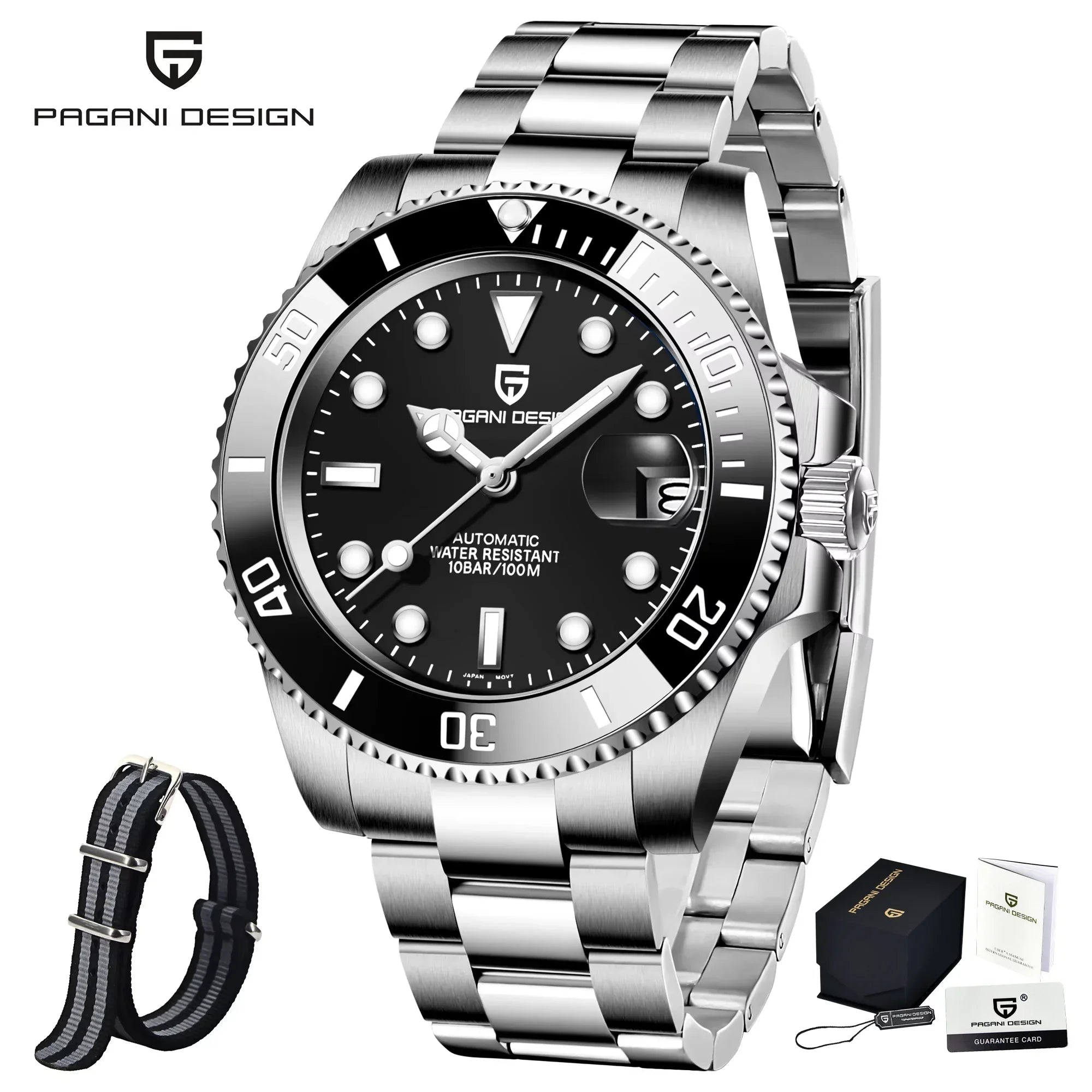 PAGANI DESIGN 2026 NEW Water Ghost Watch 40MM Luxury Automatic Mechanical Watches NH35 Auto Date Dive BGW-9 Watch For Men