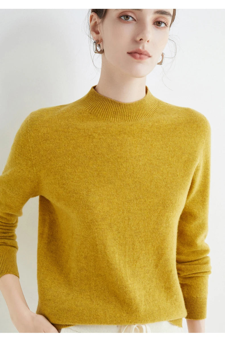100% Merino Wool Cashmere Sweater Women Knitted Sweater Turtleneck Long Sleeve Pullovers Autumn Winter Clothing Warm Jumper Tops
