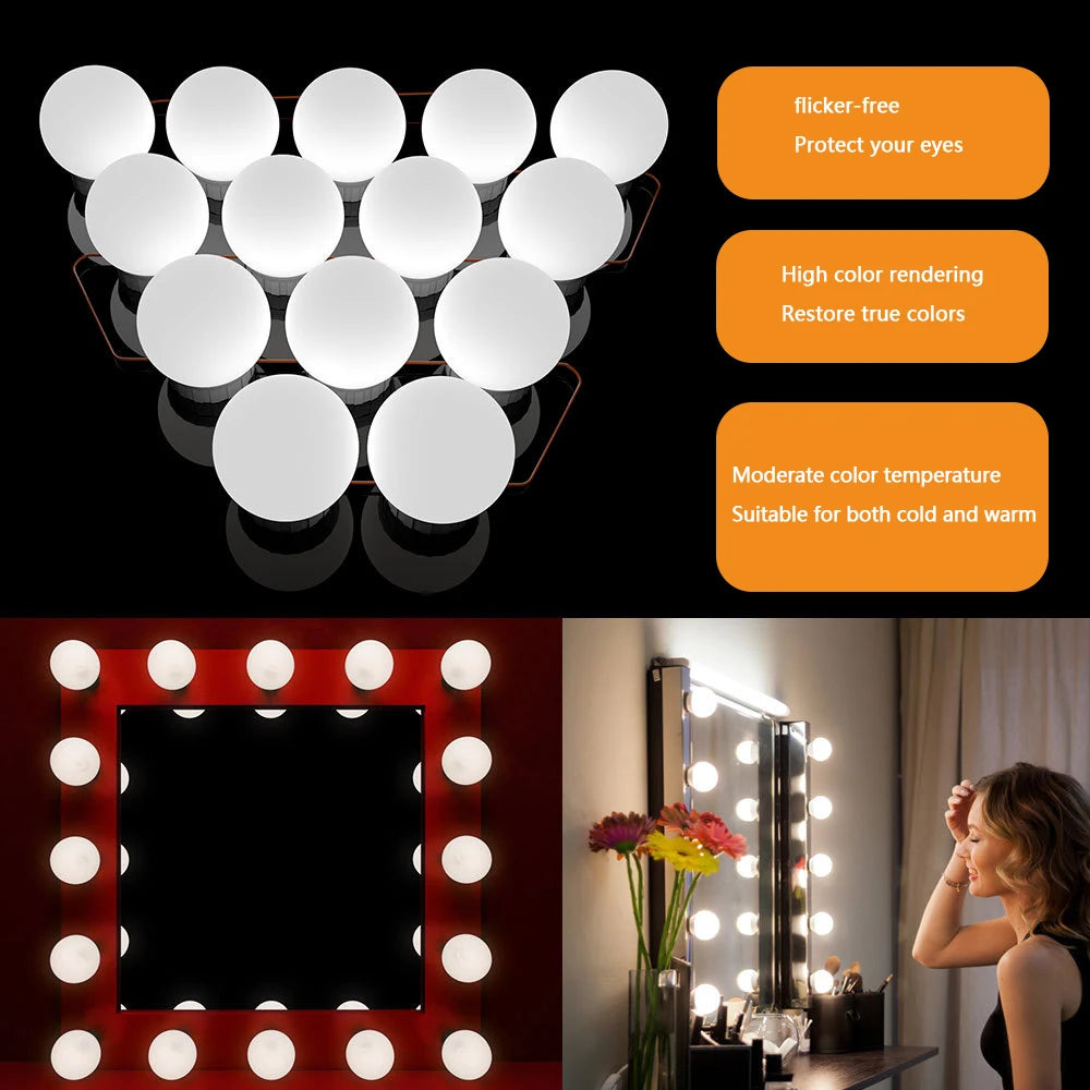 LED Bulb Makeup Lamp USB Power Supply 5V Bathroom,Room Decoration Mirror-mounted Lamp Makeup Mirror Lighting Fixture