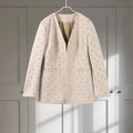 Rivet Fashion V-neck Balzer Coat Women Shoulder Pads Loose Fake Pocket Long Sleeve Jacket 2025 Spring Street Party Commute Tops