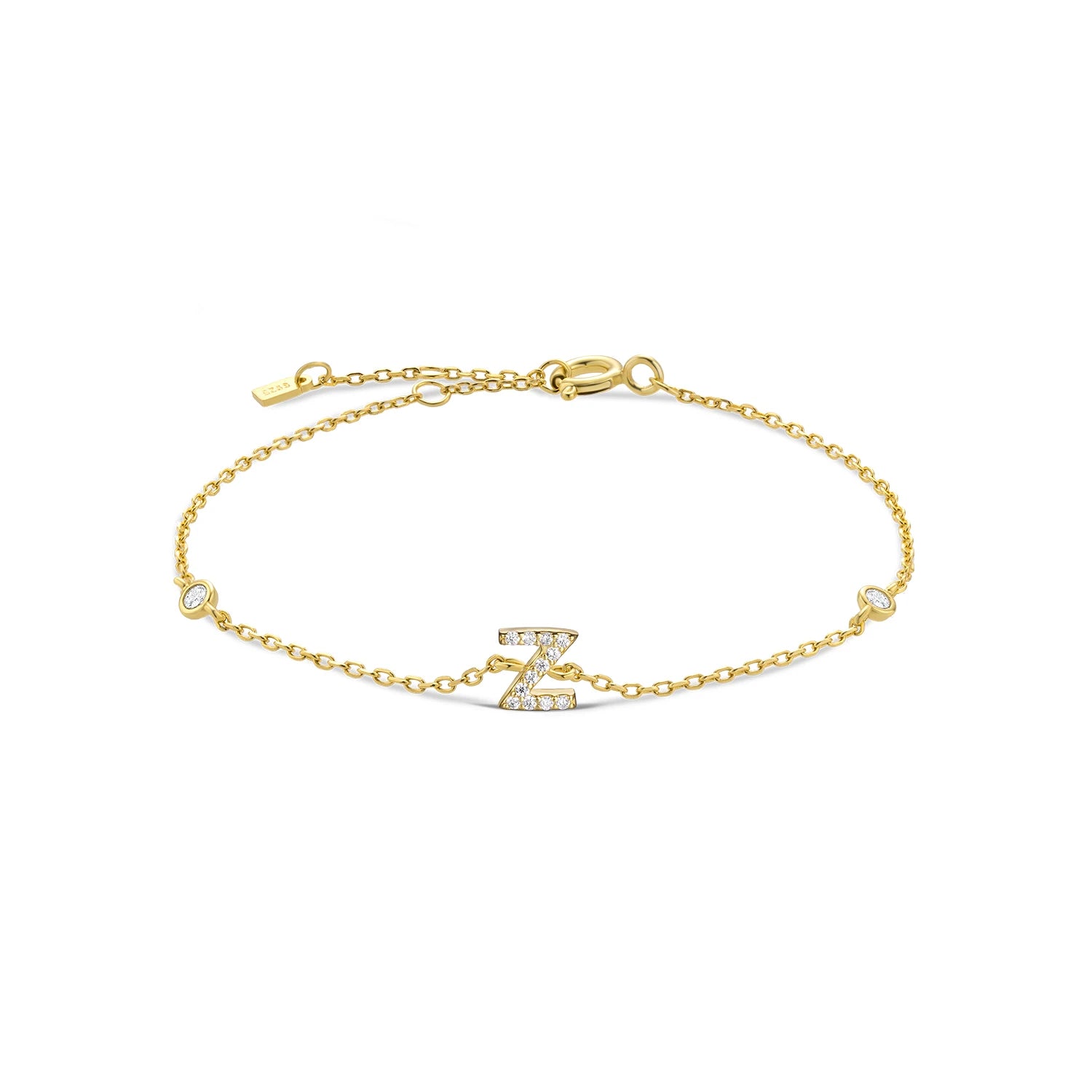 925 Sterling Silver Initial 26 Letters Alphabet Monogram Gold Name Bracelet Crystal CZ Zircon 2021 Fashionable Jewelry